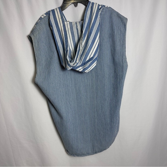 Arizona Jean Co. Men’s Vintage Sleeveless Hooded Button-Up Shirt Striped size L - Picture 2 of 10